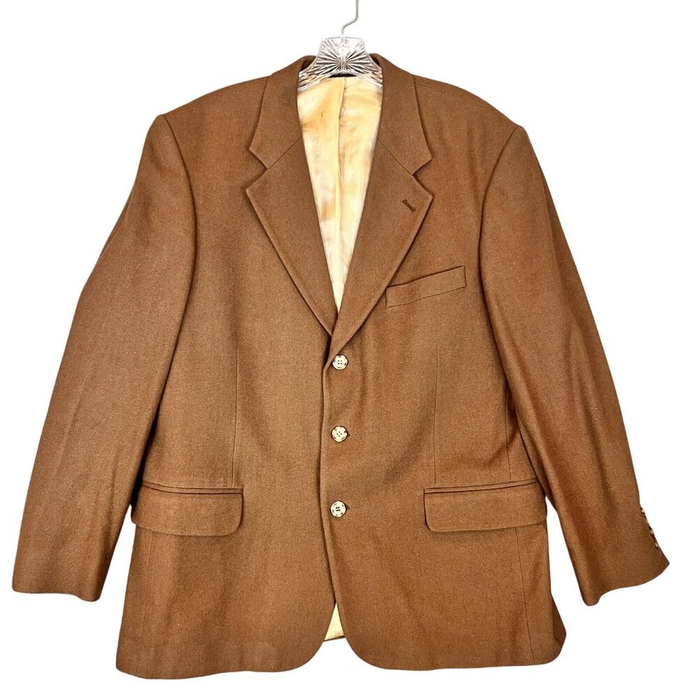 Oscar de la Renta Mens 42R Blazer Brown Wool Cashmere Blend Sport Coat Jacket - Picture 8 of 16